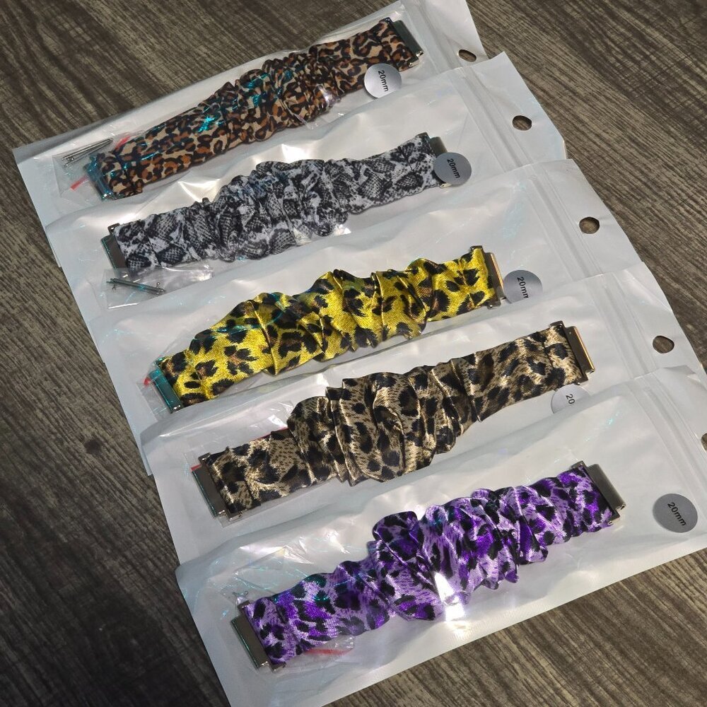 5 Pack Bundle -Silky 20mm Scrunchie Watchband for Samsung and Smart Watch Lot